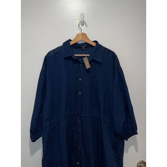 NWT J.Crew Navy Button-Down Tunic Dress  Lightweight Cotton Relaxed Fit Women's - Picture 2 of 13